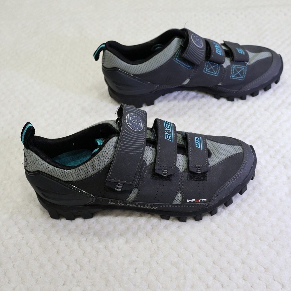 Bontrager Women 9.5 Race Mountain Cycling Shoes Gray Teal MTB SPD Cleats 408747